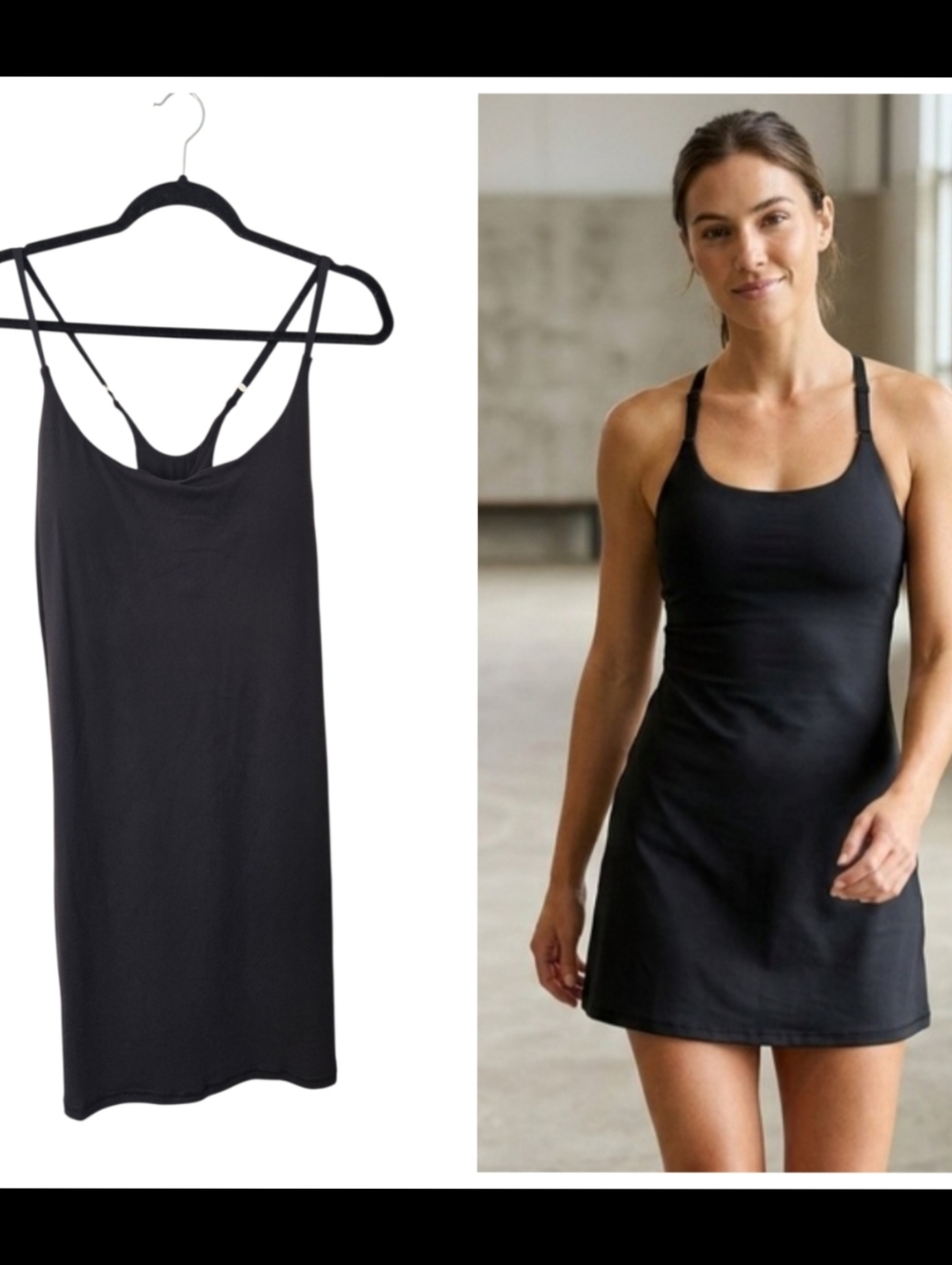 NEW Cross Back Athletic Athleisire Built in Romper Dress Black 2X